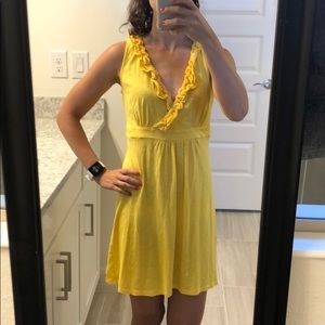 XXSP LOFT yellow ruffle neckline dress
